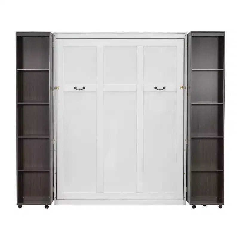 Lit escamotable Whisen Queen, grand rangement avec armoires push-pull et design élégant