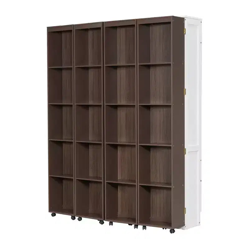 Lit escamotable Whisen Queen, grand rangement avec armoires push-pull et design élégant