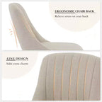 Lot de 2 chaises de salle à manger, chaises d'appoint de cuisine modernes rembourrées en tissu, chaises de salle à manger à dossier incurvé avec pieds en chêne, chaise de salle à manger sans accoudoirs (beige)