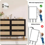 Commode TROPOW en rotin naturel à 6 tiroirs pour chambre à coucher, commode moderne avec pieds et poignées dorés, commode double large avec grand plateau
