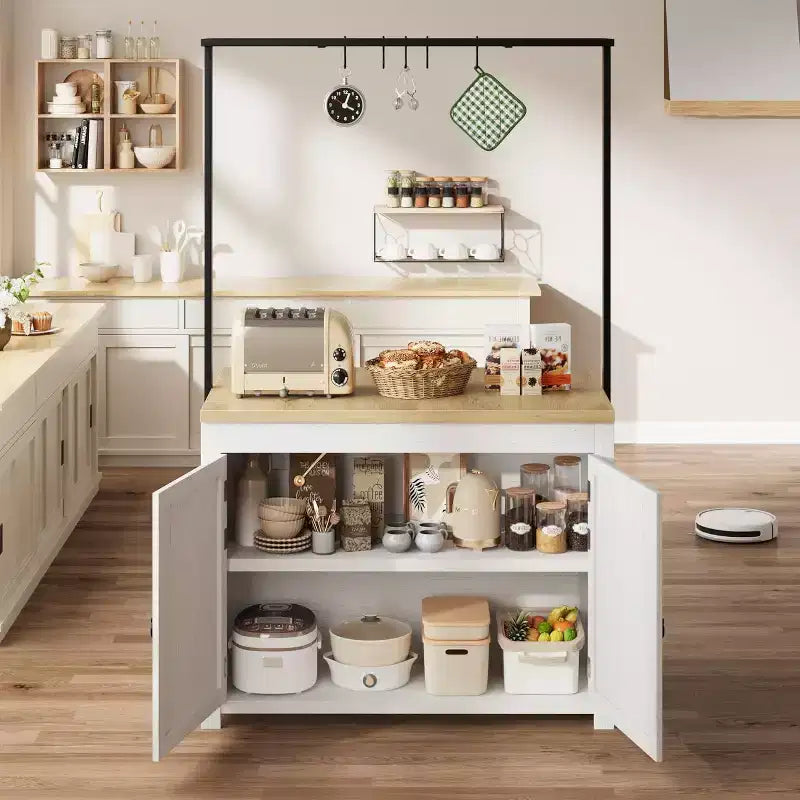 Îlot de cuisine GustoWave 41 avec rangement, comptoir de 1,2 po avec doubles étagères