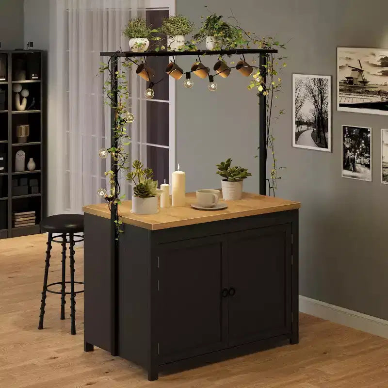 Îlot de cuisine GustoWave 41 avec rangement, comptoir de 1,2 po avec doubles étagères