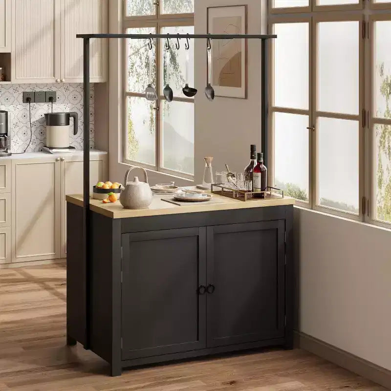 Îlot de cuisine GustoWave 41 avec rangement, comptoir de 1,2 po avec doubles étagères
