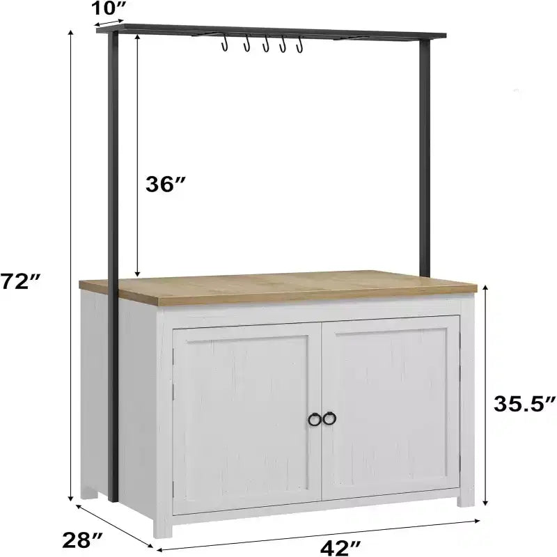 Îlot de cuisine GustoWave 41 avec rangement, comptoir de 1,2 po avec doubles étagères