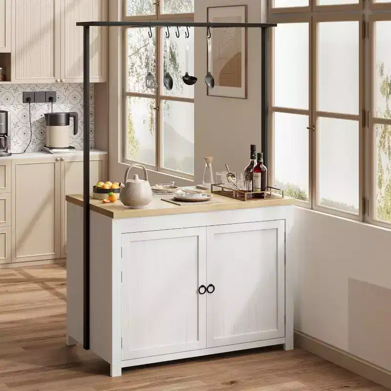 Îlot de cuisine GustoWave 41 avec rangement, comptoir de 1,2 po avec doubles étagères