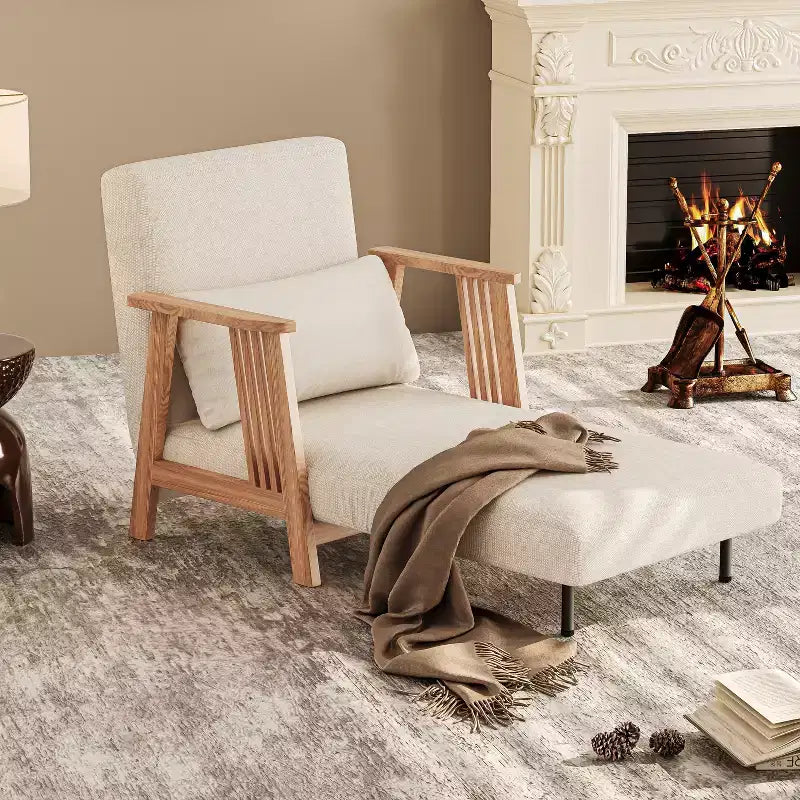 ATJafurn Fauteuils d'appoint pour salon, fauteuil de canapé moderne avec oreiller et cadre en bois, canapé-lit pliant 3 en 1 confortable pour chambre à coucher, bureau à domicile