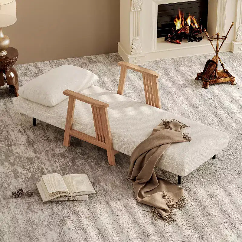 ATJafurn Fauteuils d'appoint pour salon, fauteuil de canapé moderne avec oreiller et cadre en bois, canapé-lit pliant 3 en 1 confortable pour chambre à coucher, bureau à domicile