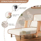 ATJafurn Fauteuils d'appoint pour salon, fauteuil de canapé moderne avec oreiller et cadre en bois, canapé-lit pliant 3 en 1 confortable pour chambre à coucher, bureau à domicile