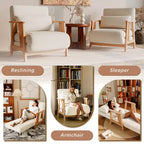 ATJafurn Fauteuils d'appoint pour salon, fauteuil de canapé moderne avec oreiller et cadre en bois, canapé-lit pliant 3 en 1 confortable pour chambre à coucher, bureau à domicile