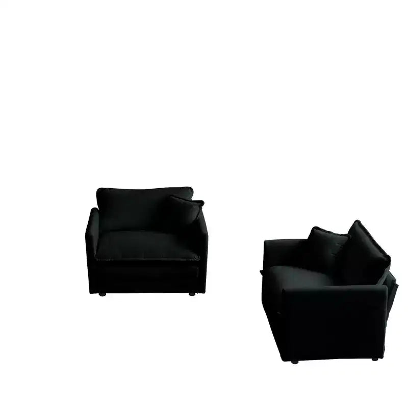 Lot de 2 fauteuils rembourrés en chenille haut de gamme, chaises d'appoint pour salon avec coussin décoratif, fauteuils d'appoint en chenille verte