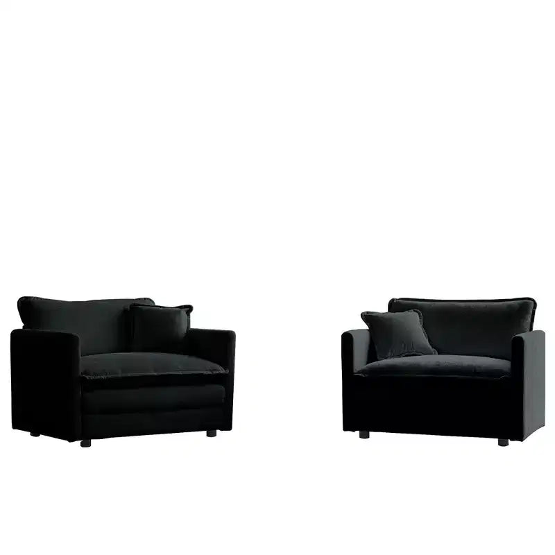 Lot de 2 fauteuils rembourrés en chenille haut de gamme, chaises d'appoint pour salon avec coussin décoratif, fauteuils d'appoint en chenille verte