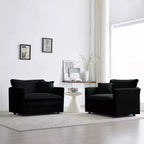 Lot de 2 fauteuils rembourrés en chenille haut de gamme, chaises d'appoint pour salon avec coussin décoratif, fauteuils d'appoint en chenille verte