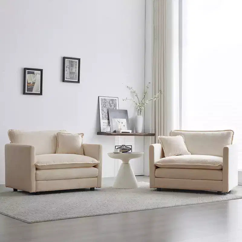 Lot de 2 fauteuils rembourrés en chenille haut de gamme, chaises d'appoint pour salon avec coussin décoratif, fauteuils d'appoint en chenille verte