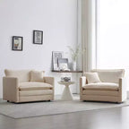 Lot de 2 fauteuils rembourrés en chenille haut de gamme, chaises d'appoint pour salon avec coussin décoratif, fauteuils d'appoint en chenille verte