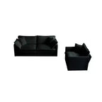 2 Pièces Canapé 3 places en Chenille Rembourré pour Salon Meuble en Chenille Noire