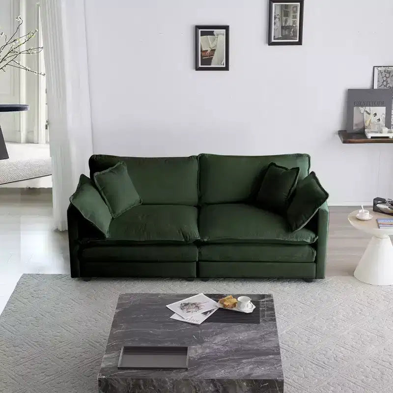 2 Pièces Canapé 3 places en Chenille Rembourré pour Salon Meuble en Chenille Noire