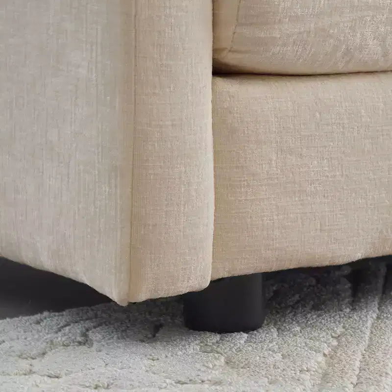 2 Pièces Canapé 3 places en Chenille Rembourré pour Salon Meuble en Chenille Noire