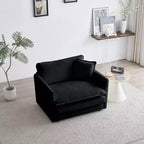 2 Pièces Canapé 3 places en Chenille Rembourré pour Salon Meuble en Chenille Noire