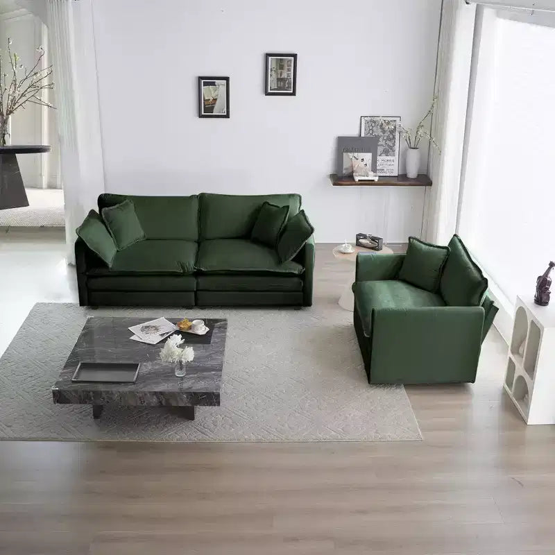 2 Pièces Canapé 3 places en Chenille Rembourré pour Salon Meuble en Chenille Noire