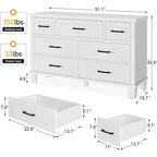 Commode de chambre à 7 tiroirs, commode moderne avec poignée en métal, organisateur de commode en bois, pour chambre à coucher, salon