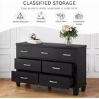 Commode de chambre à 7 tiroirs, commode moderne avec poignée en métal, organisateur de commode en bois, pour chambre à coucher, salon