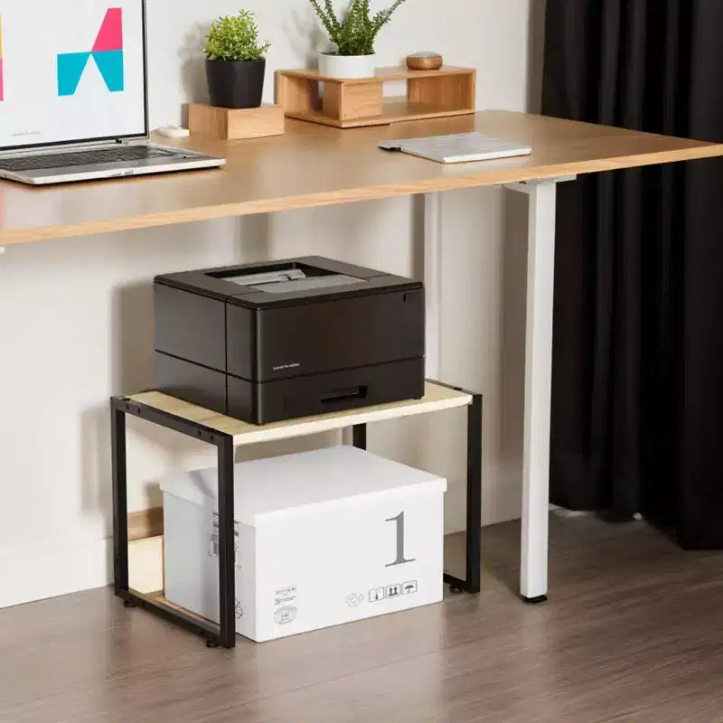 VINGLI Support d'imprimante modulable avec rangement pour bureau, rehausseur d'imprimante robuste sous bureau pour télécopieur photocopieur scanner (chêne)