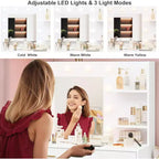 DobleePy 61 Coiffeuse avec Miroir LED, 3 Modes d'Éclairage, 8 Tiroirs et 2 Étagères, Luminosité Réglable, en MDF Robuste