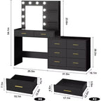 DobleePy 61 Coiffeuse avec Miroir LED, 3 Modes d'Éclairage, 8 Tiroirs et 2 Étagères, Luminosité Réglable, en MDF Robuste