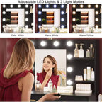 DobleePy 61 Coiffeuse avec Miroir LED, 3 Modes d'Éclairage, 8 Tiroirs et 2 Étagères, Luminosité Réglable, en MDF Robuste