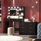 DobleePy 61 Coiffeuse avec Miroir LED, 3 Modes d'Éclairage, 8 Tiroirs et 2 Étagères, Luminosité Réglable, en MDF Robuste