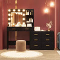 DobleePy 61 Makeup Vanity Desk with LED Mirror Lights, 3 Lighting Modes, 8 Drawers & 2 Shelves, Adjustable Brightness, Sturdy MDF