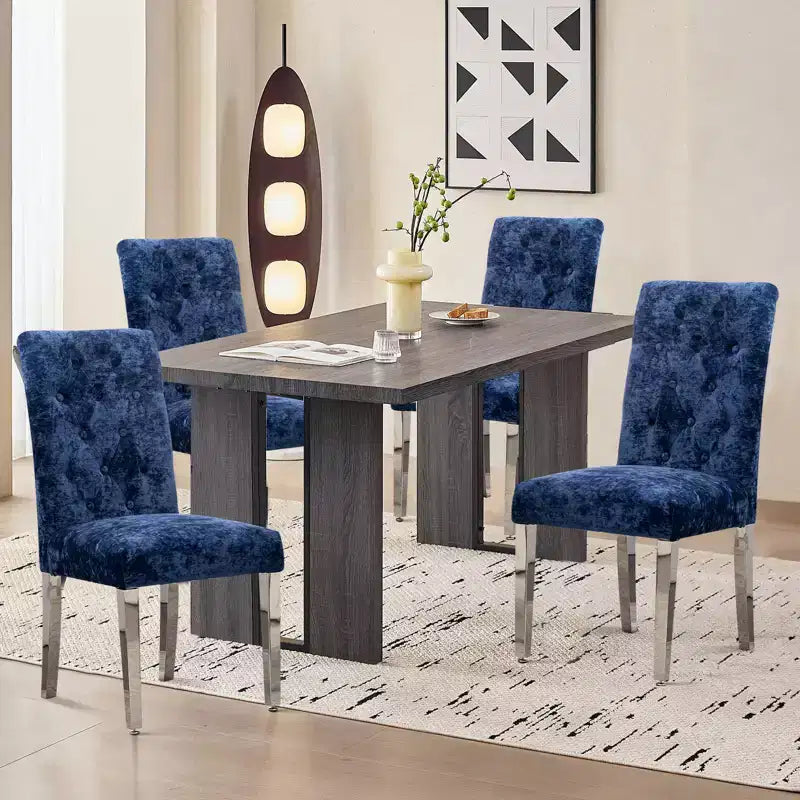 CLIHOME Lot de 2 chaises de salle à manger modernes avec revêtement en velours moelleux, pieds robustes en acier inoxydable et ressorts en S – Support ergonomique