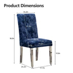CLIHOME Lot de 2 chaises de salle à manger modernes avec revêtement en velours moelleux, pieds robustes en acier inoxydable et ressorts en S – Support ergonomique