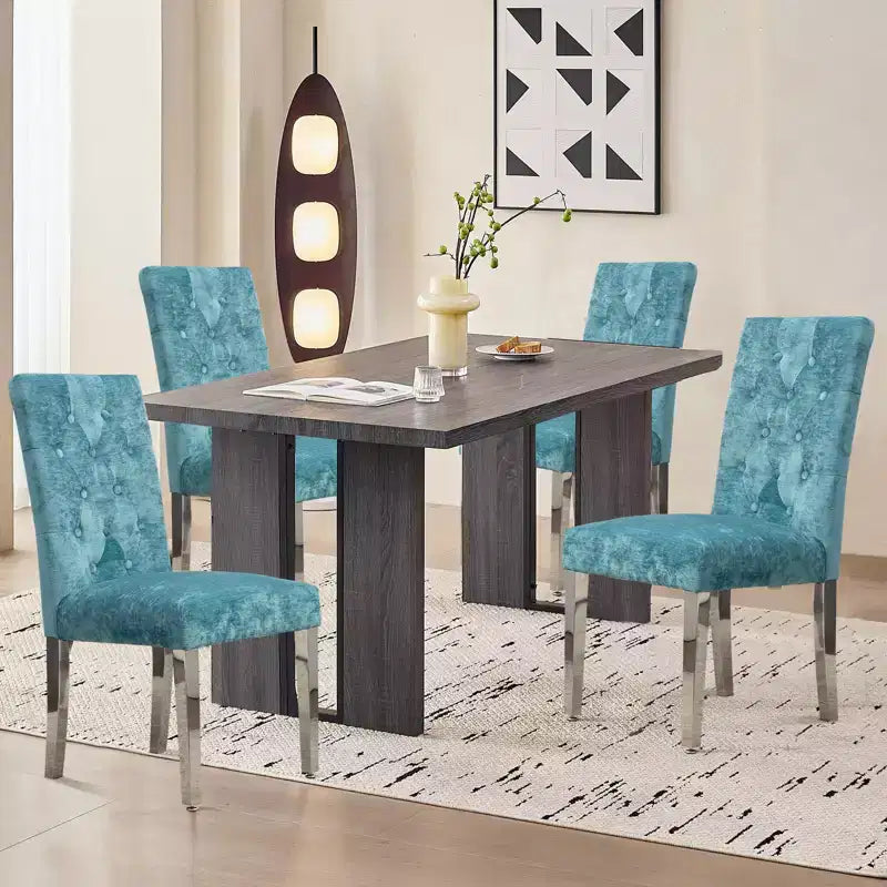 CLIHOME Lot de 2 chaises de salle à manger modernes avec revêtement en velours moelleux, pieds robustes en acier inoxydable et ressorts en S – Support ergonomique