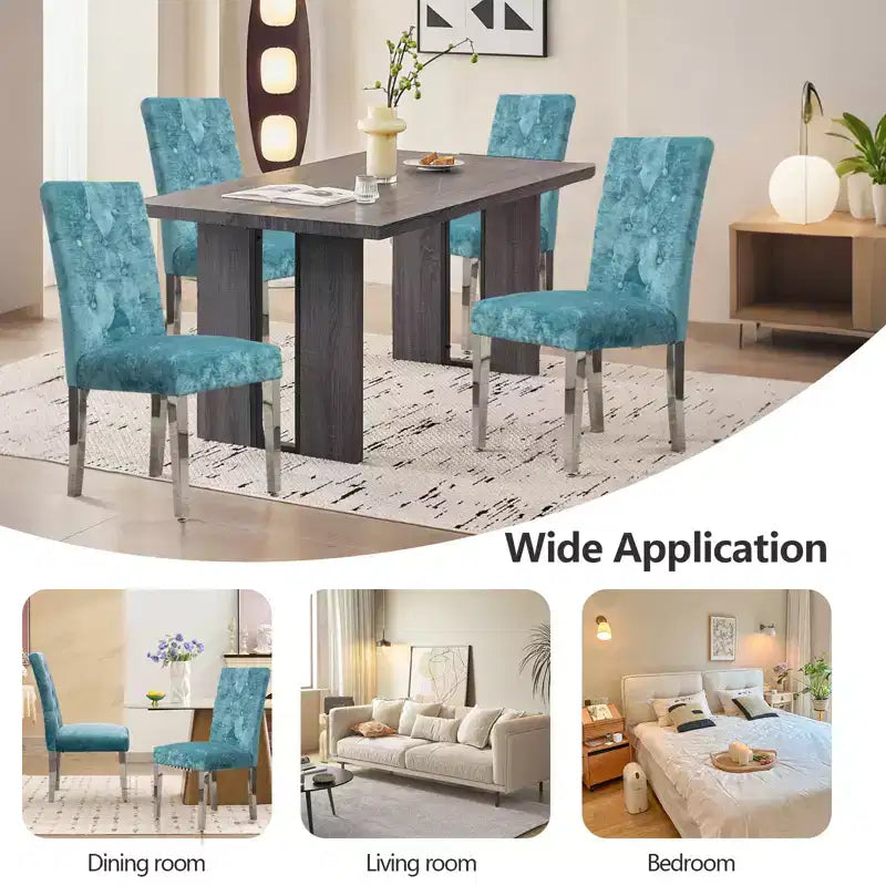 CLIHOME Lot de 2 chaises de salle à manger modernes avec revêtement en velours moelleux, pieds robustes en acier inoxydable et ressorts en S – Support ergonomique