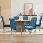 CLIHOME Lot de 2 chaises de salle à manger modernes avec revêtement en velours moelleux, pieds robustes en acier inoxydable et ressorts en S – Support ergonomique