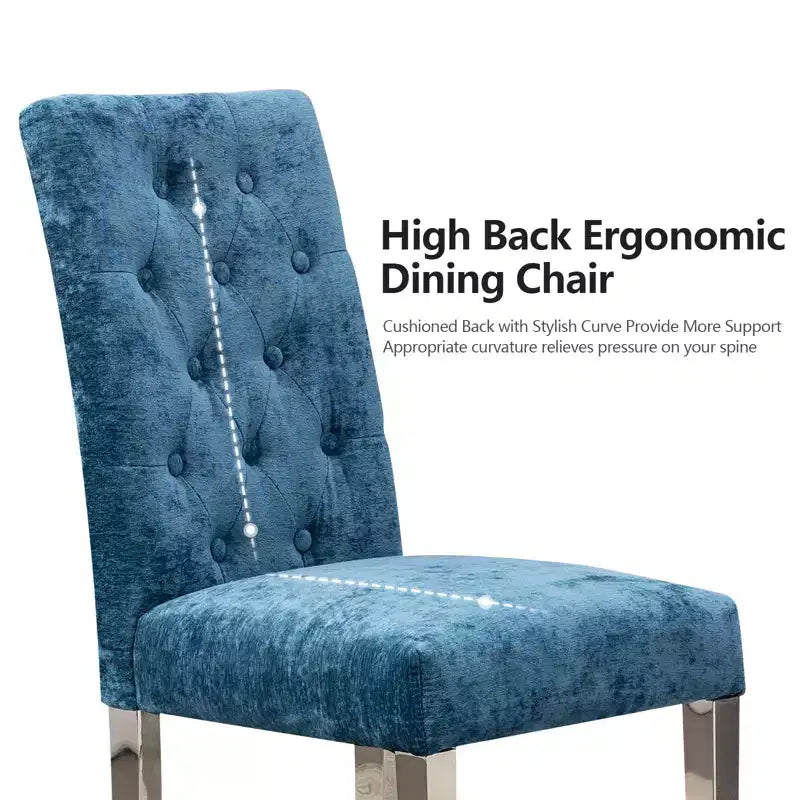 CLIHOME Lot de 2 chaises de salle à manger modernes avec revêtement en velours moelleux, pieds robustes en acier inoxydable et ressorts en S – Support ergonomique