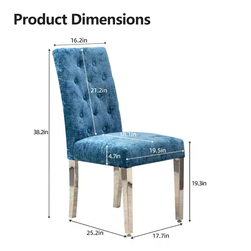 CLIHOME Lot de 2 chaises de salle à manger modernes avec revêtement en velours moelleux, pieds robustes en acier inoxydable et ressorts en S – Support ergonomique