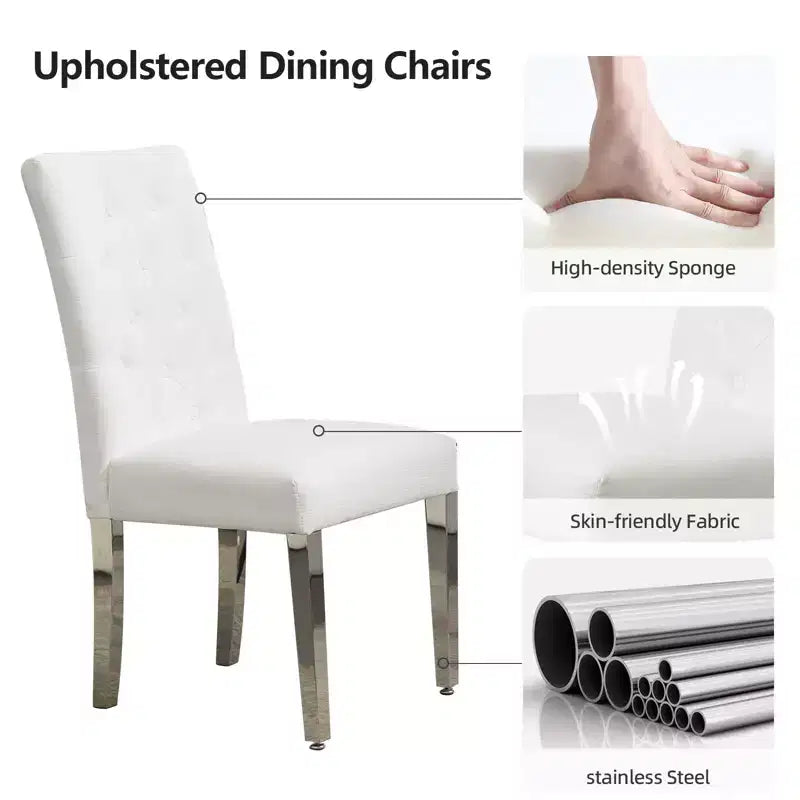 CLIHOME Lot de 2 chaises de salle à manger modernes avec revêtement en velours moelleux, pieds robustes en acier inoxydable et ressorts en S – Support ergonomique