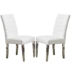 CLIHOME Set of 2 Modern Dining Chairs with Plush Velvet Upholstery, Sturdy Stainless Steel Legs & S-Shaped Springs - Ergonomic Support