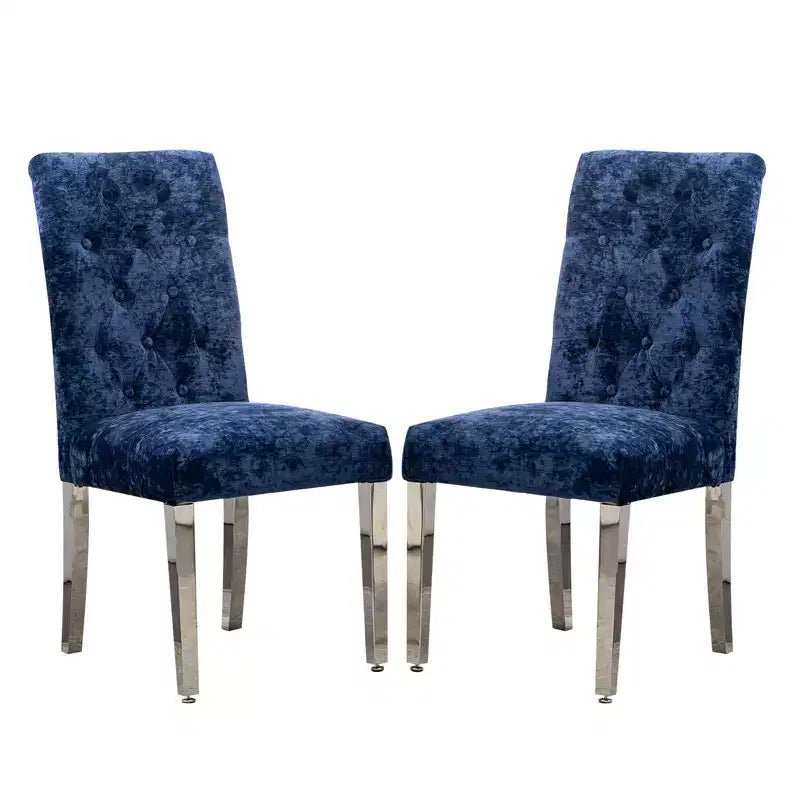 CLIHOME Lot de 2 chaises de salle à manger modernes avec revêtement en velours moelleux, pieds robustes en acier inoxydable et ressorts en S – Support ergonomique