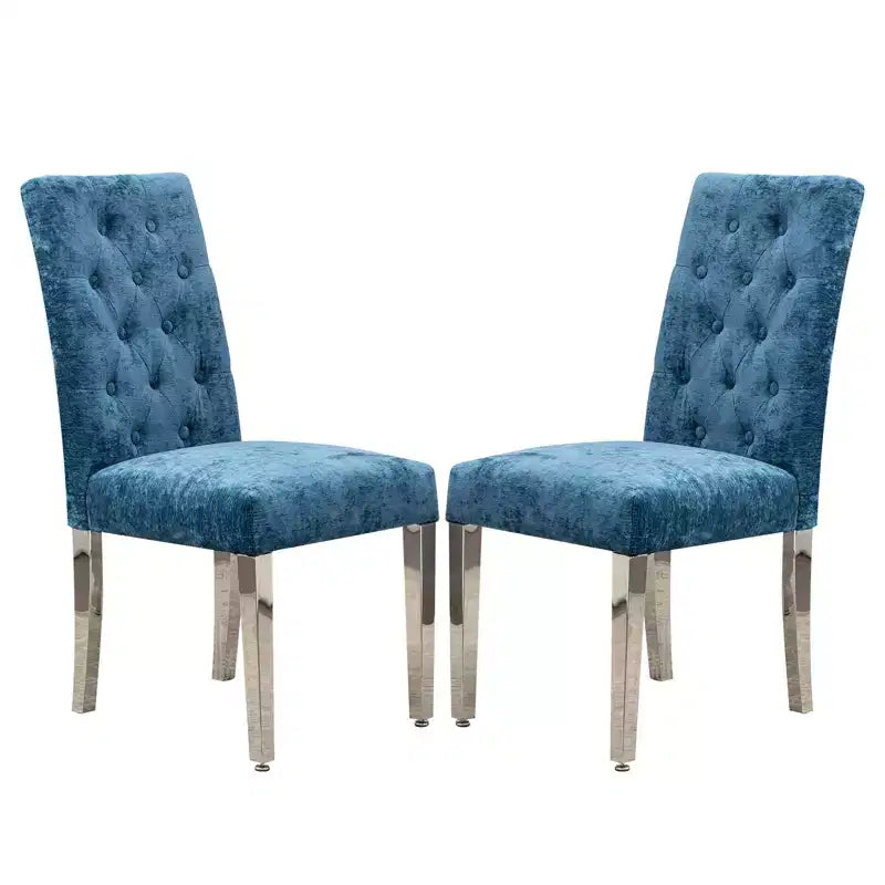 CLIHOME Lot de 2 chaises de salle à manger modernes avec revêtement en velours moelleux, pieds robustes en acier inoxydable et ressorts en S – Support ergonomique