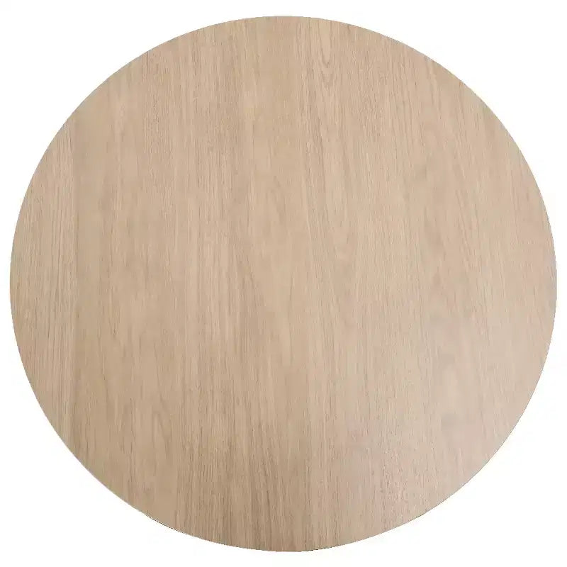 Table de salle à manger ronde LeisureMod Bristol 31 avec plateau en pierre frittée et piètement central en acier couleur cerisier pour cuisine et salle à manger modernes