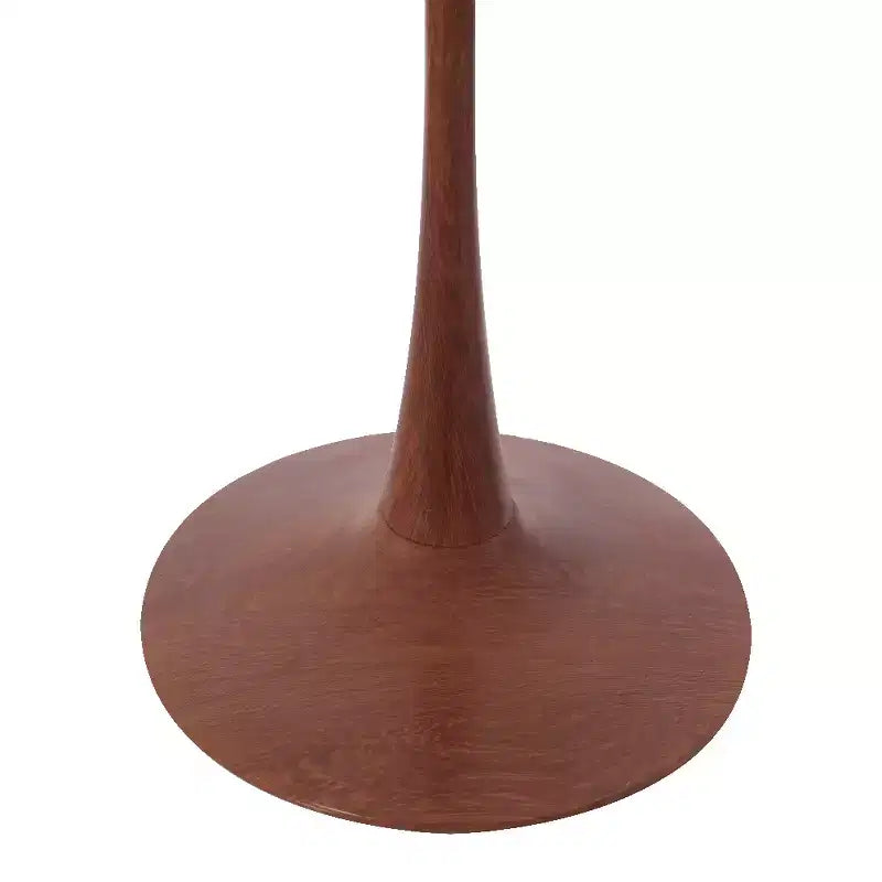 Table de salle à manger ronde LeisureMod Bristol 31 avec plateau en pierre frittée et piètement central en acier couleur cerisier pour cuisine et salle à manger modernes