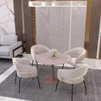 Table de salle à manger ronde LeisureMod Bristol 31 avec plateau en pierre frittée et piètement central en acier couleur cerisier pour cuisine et salle à manger modernes