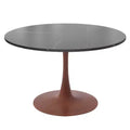 LeisureMod Bristol 31 Round Dining Table with Sintered Stone Top and Cherry Steel Pedestal Base for Modern Kitchen and Dining Room