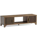 SUGIFT TV Stand for 3280 TVs, Mid-Century Walnut Media Cabinet with Soft-Close Doors and Cord Management