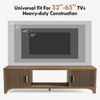 Meuble TV SUGIFT pour téléviseurs 32-80", meuble média noyer Mid-Century avec portes à fermeture douce et gestion des câbles
