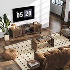 Meuble TV SUGIFT pour téléviseurs 32-80", meuble média noyer Mid-Century avec portes à fermeture douce et gestion des câbles