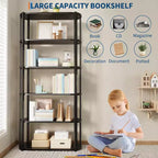 Bibliothèque haute GUSTOWAVE de 180 cm, étagère industrielle à 6 niveaux avec cadre métallique robuste, étagères de rangement de style ferme